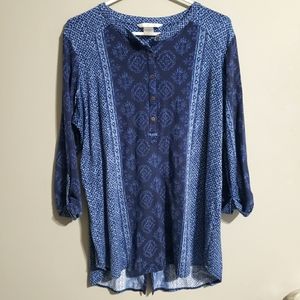 ADX blue patterned long sleeve top size L/G